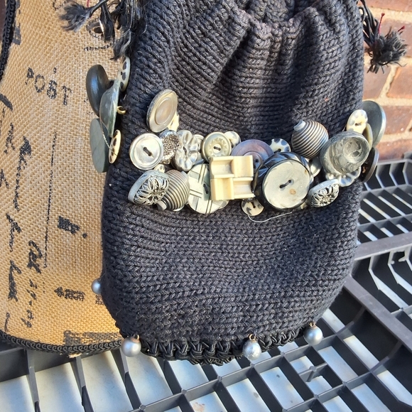 Carol Kurtz OOAK vintage button drawstring cricket bag - Picture 10 of 13